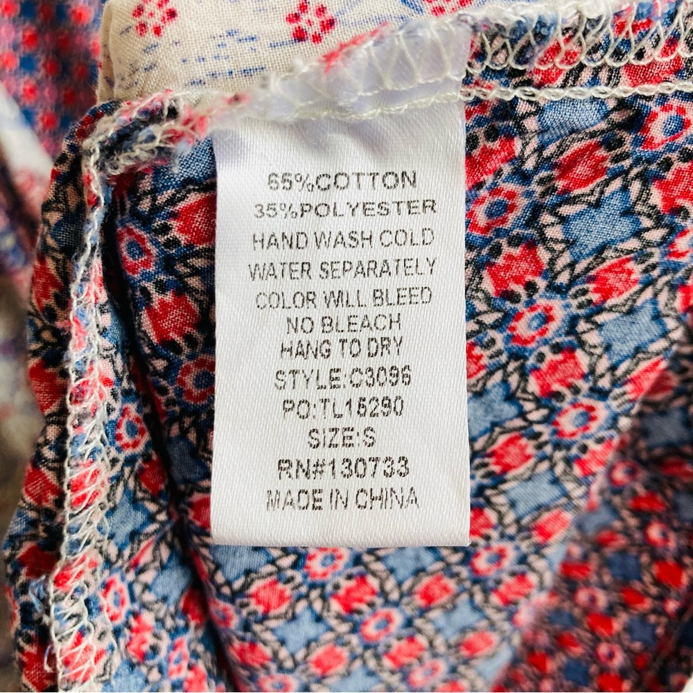 Umgee Women's blue red and cream sleeveless shift mini swing dress, Sz S - Picture 10 of 16